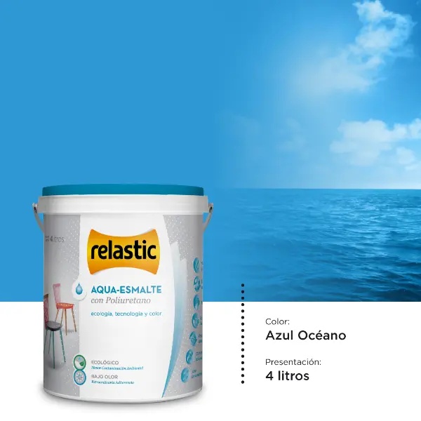 [AEAO4] Aqua Esmalte al Agua con Poliuretano (Azul Océano, 4 Litros)