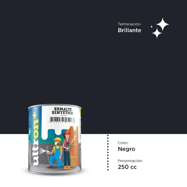 [UN250] Ultron Esmalte Sintetico (Negro, 0.25 Litro)