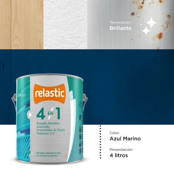 [41AM4] 4 en 1 Esmalte Multifunción Brillante (Azul Marino, 4 Litros)
