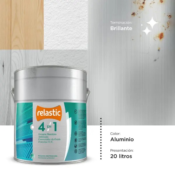 [41AL20] 4 en 1 Esmalte Multifunción Brillante (Aluminio, 20 Litros)
